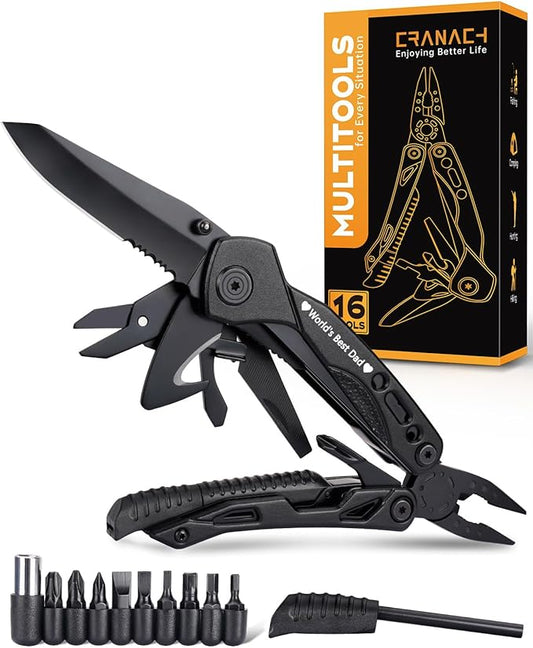 Multitool Mens Gifts for Fathers Day - Dad Gifts 16 In 1 Pocket Knife Plier Camping Accessories Multi Tool Gadgets Birthday Gifts for Adults Husband Boyfriend Women Who Have Everything Wants Nothing