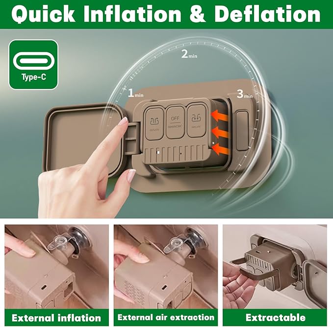 Twin Air Mattress, Upgrade Wireless Inflatable Mattress with 2600mAh Rechargeable Battery Built-In Pump for Quick and Easy Inflation/Deflation, Ideal Inflatable Bed for Home, Camping and Guests