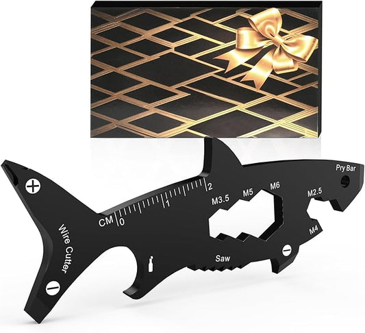 Funny Multitools Men Gifts Gadgets - Cool Shark-shaped 15 in 1 Small Tools for Men Dad Boyfriend Husband, Christmas Stocking Stuffer Gift Idea, Unique Gift for Birthday, Fathers Day, Valentines Day