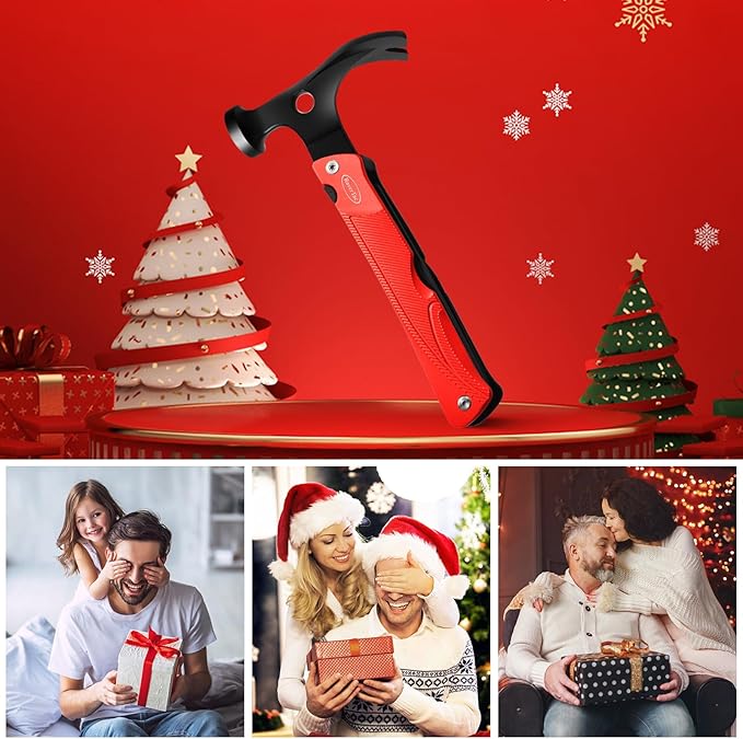 RoverTac 13-in-1 Multi Tool Gifts for Men Dad Camping Essentials Survival Gear Garden Multitool Hammer Knife Saw Tent Stake Puller Digging Tool Bottle Opener Whistle Fire Starter Mens Gifts