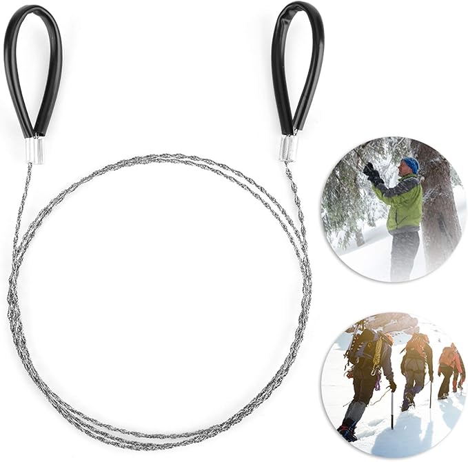Steel Wire Saw Scroll, Emergency Camping Hunt Survival Chainsaw, Outdoor Survival Wire for Bushcraft Gear Hunting Hiking Tree Cutting