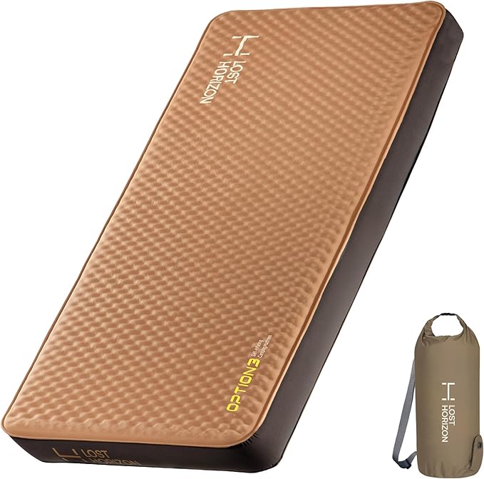 LOSTHORIZON Air & Foam Camping Mattress, Self-Inflating Sleeping Pad, 4.5" Thick, with Air Pump, Single