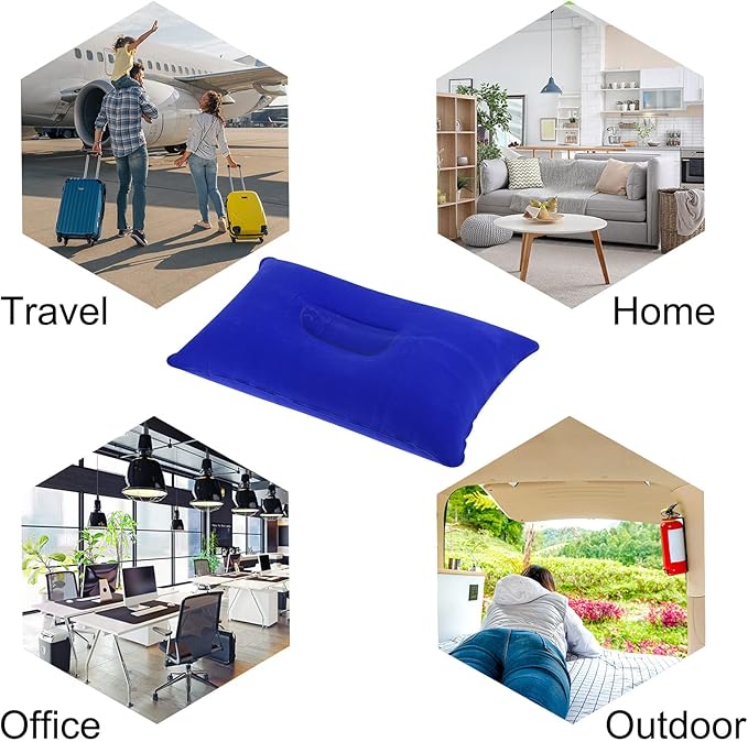 PATIKIL Inflatable Pillow, 2 Pack Squared Ultralight Camping Travel Pillow Desk Rest Neck Support for Hiking Backpacking Office, Dark Blue