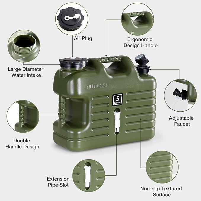 4.8 Gallon Water Jug, BPA Free Camping Water Container with Spigot Upgraded Portable Water Storage No Leakage Containers for Outdoor Hiking Camping Picnic Supplies