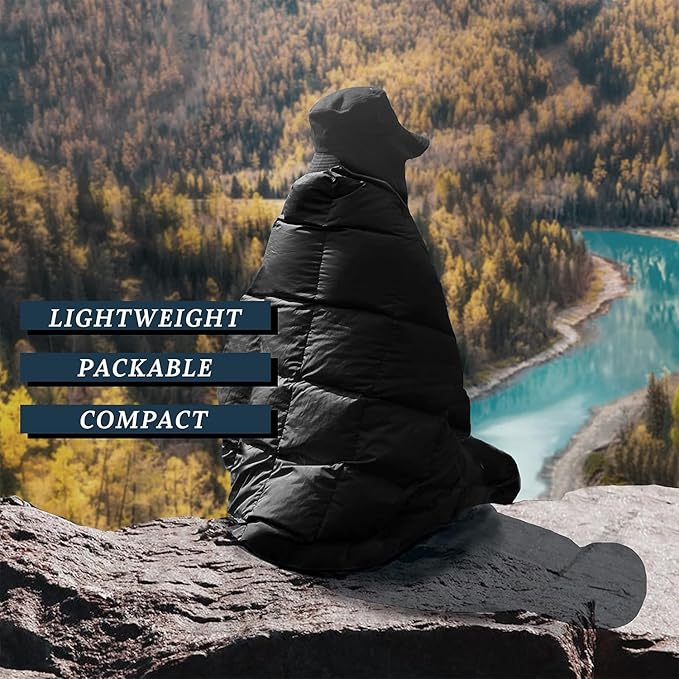 Down Camping Blanket,Puffy Down Blanket Packable Lightweight Down Throw Quilt Water-Resistant Outdoor Travel Blanket for Camping,Hiking,Stadium,Picnic,Car 50x77''Black