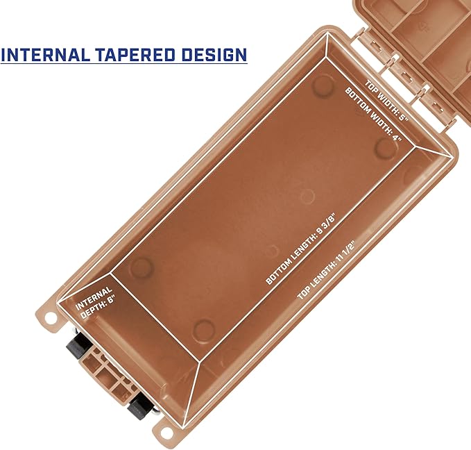 Sheffield 12627 Ammo Storage Box, Stackable .30 Cal Field Boxes, Water and Dust Resistant, Lockable Storage Box with Handle, Secures Hunting Gear, Supplies, and Bullets, Made in USA, Tan, 1-Pack