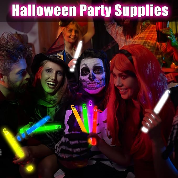 TURNMEON [ Ultra Bright ] 32 Pack 6" Glow Sticks Emergency Bulk Party Pack, 8 Color Neon Light Sticks Glow in The Dark, Waterproof Glow Accessories for Survival, Camping, Parties, Decorations