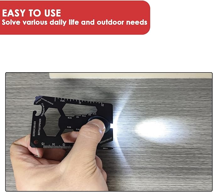 Credit Card Multol, et al Survival Card, Credit card size Muli-Toal for quick Repairs, Camping - Cool Gadget for Men, lack, induces screwdriver and Botle Openen.