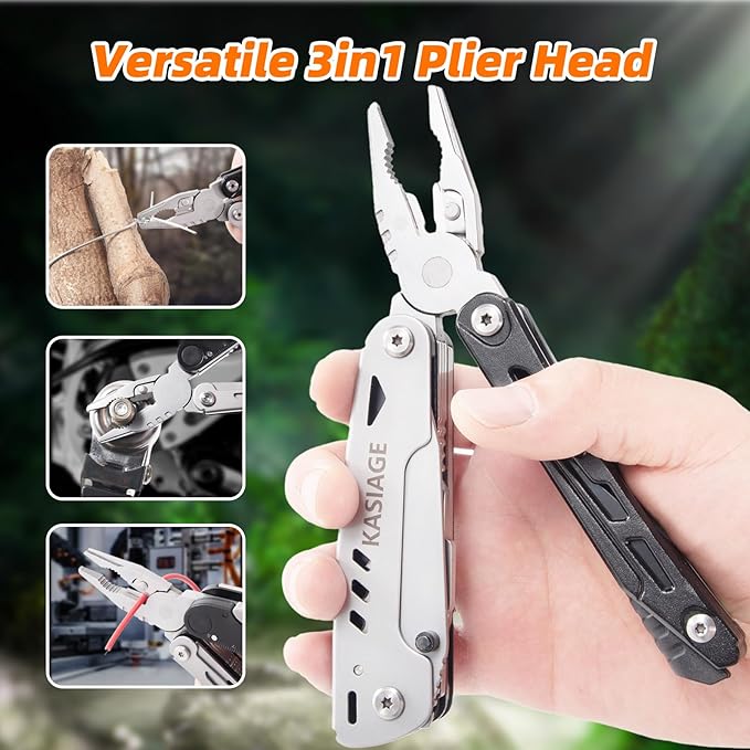 Multitool Pliers 19-in-1 Stainless Steel Multi Tool Pocket Knife with Detachable Scissors Foldable Multitools with Saw Bottle Opener Screwdrivers for Outdoor Survival Camping Hiking Gift for man Dad