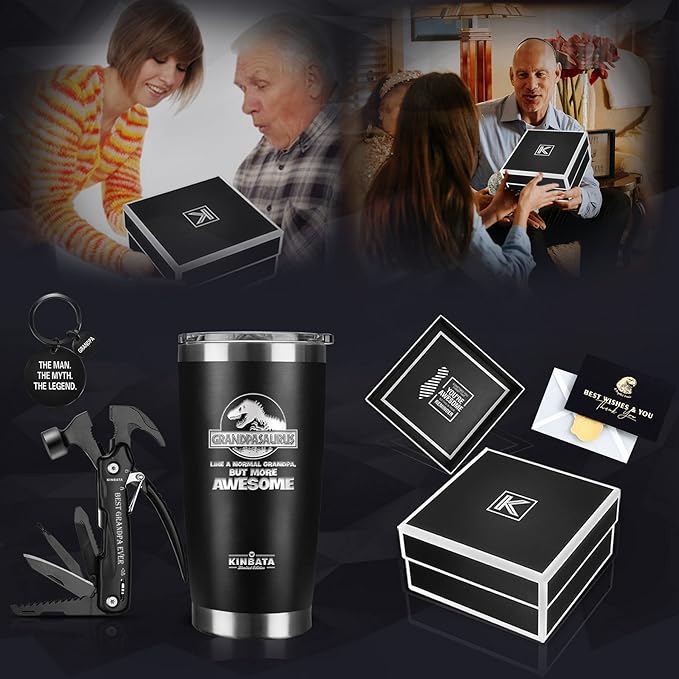 Birthday Gifts for Grandpa-Fathers Day Best Gifts for Grandpa Christmas gift Basket from grandchildren Unique Gift SetIdeas for Papa Men Him Great Presents Stocking Stuffers, All in One Hammer Multitool