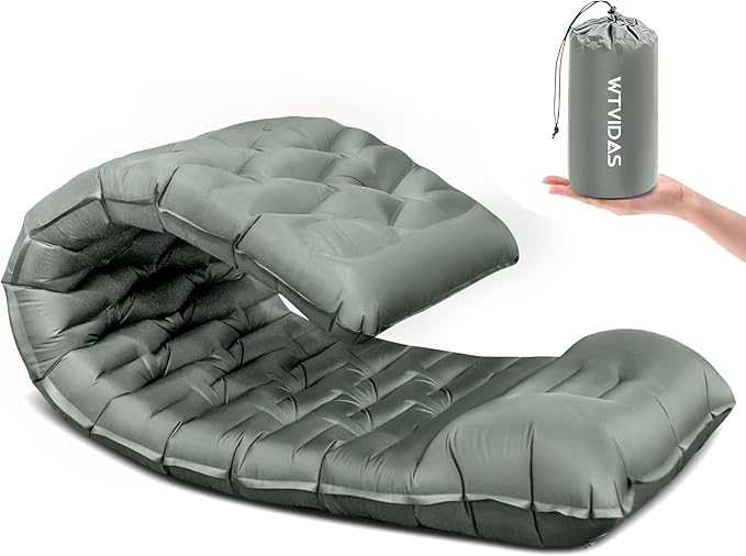 Oversized Camping Sleeping Pad,4.2" Thick Ultralight Camping Sleeping Mats for Adults,Camping Mattress with Pillow & Built-in Pump for Tent,Backpacking,Travel