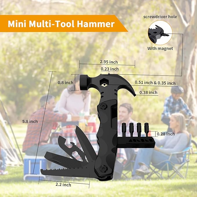 Gifts for Men Unique, WESTLEY Multitool, 15 in 1 Survival Gear, Camping Accessories, 4 Screwdrivers heads with Magnetic, Christmas Gifts for Men, Lock Function, cool gadgets for men WT15H