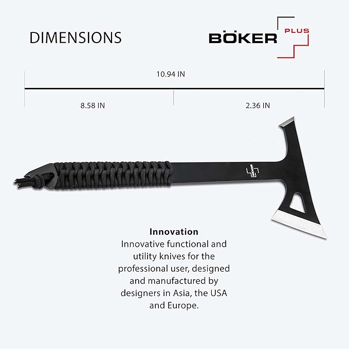 BOKER Plus® Mohican - Throwing Axe Set of 3 Black - Double Axe Made of 3Cr13 Steel with Sheath - Bushcraft, Camping, Outdoor & Survival Axe - Hatchet Axe Kit for Throwing Training