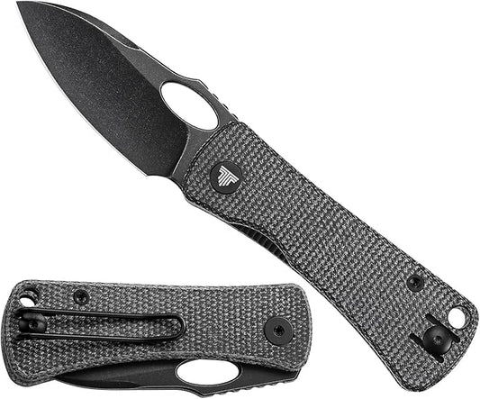 Pocket Knife for EDC,2.04in Titanium Coating 14C28N Steel Blade,Black Micarta Reversible Deep Carry Clip Handle,Folding Thumb Hole Knives for Men and Women，Andromeda-04B