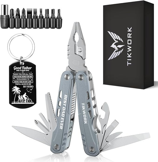 Fathers Day Dad Gifts from Daughter Son,24-in-1 Multi tool "BEST DAD EVER" Christmas Birthday Gifts,Survival Tools for Climbing,Camping,Cycling,Hunting