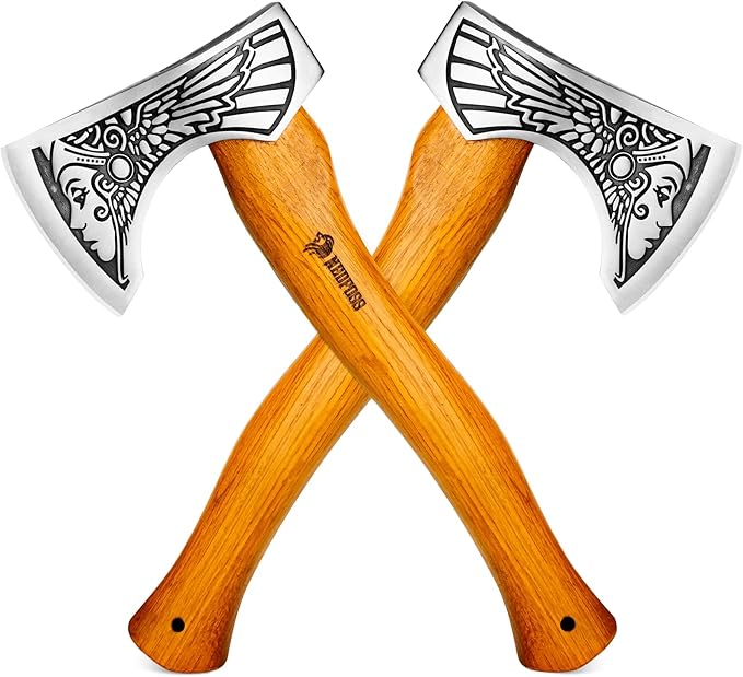 NedFoss 13" Valkyrie Throwing Axes 2 Pack, Axe Throwing Game for Backyard for Adults, Professional Viking Throwing Hatchets and Tomahawks Set with Wooden Handle for Competition and Outdoor Recreation