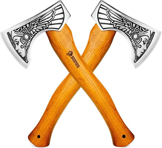 NedFoss 13" Valkyrie Throwing Axes 2 Pack, Axe Throwing Game for Backyard for Adults, Professional Viking Throwing Hatchets and Tomahawks Set with Wooden Handle for Competition and Outdoor Recreation