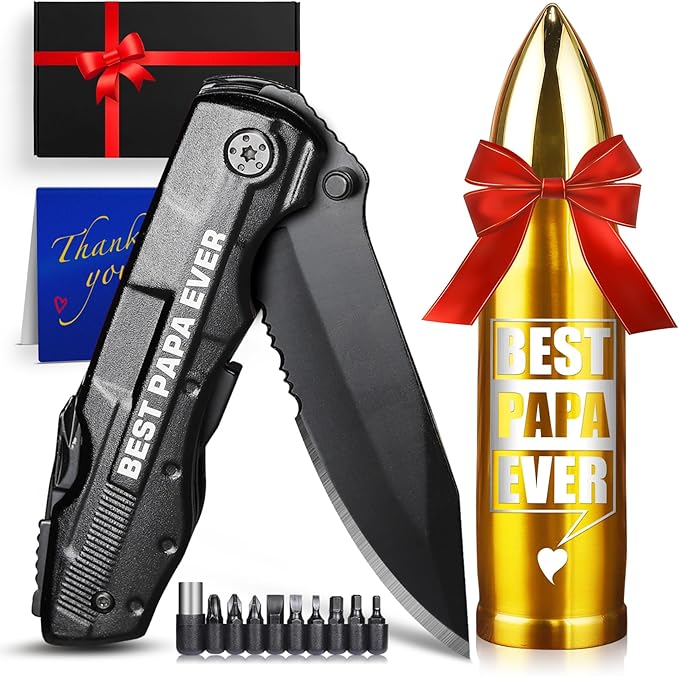 Fathers Day Papa Gifts, Papa Gifts for Fathers Day, Christmas Stocking Stuffers for Papa, Tumbler Multitool Knife Set, Fathers Day Birthday Gifts for Papa, Papa Gifts from Grandchildren