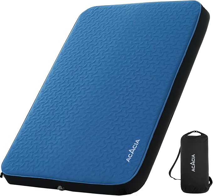 ACACIA 4" Thick Self Inflating Sleeping Pad with Foam, Innovative Y-Shaped Telescopic Structure, Ultraportable Camping Air Mattress with Pump Sack, Outdoor Compact Sleep Bed for Travel Tent Car