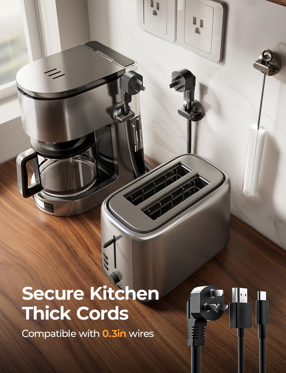 10 Pack Magnetic Cable Clips [2025 Minimum Size] LISEN Halloween Decor Christmas Decorations Indoor, Magnetic Cord Holder for Nightstand Desk, Cable Management for Home Office Organizer Dorm Wall Car