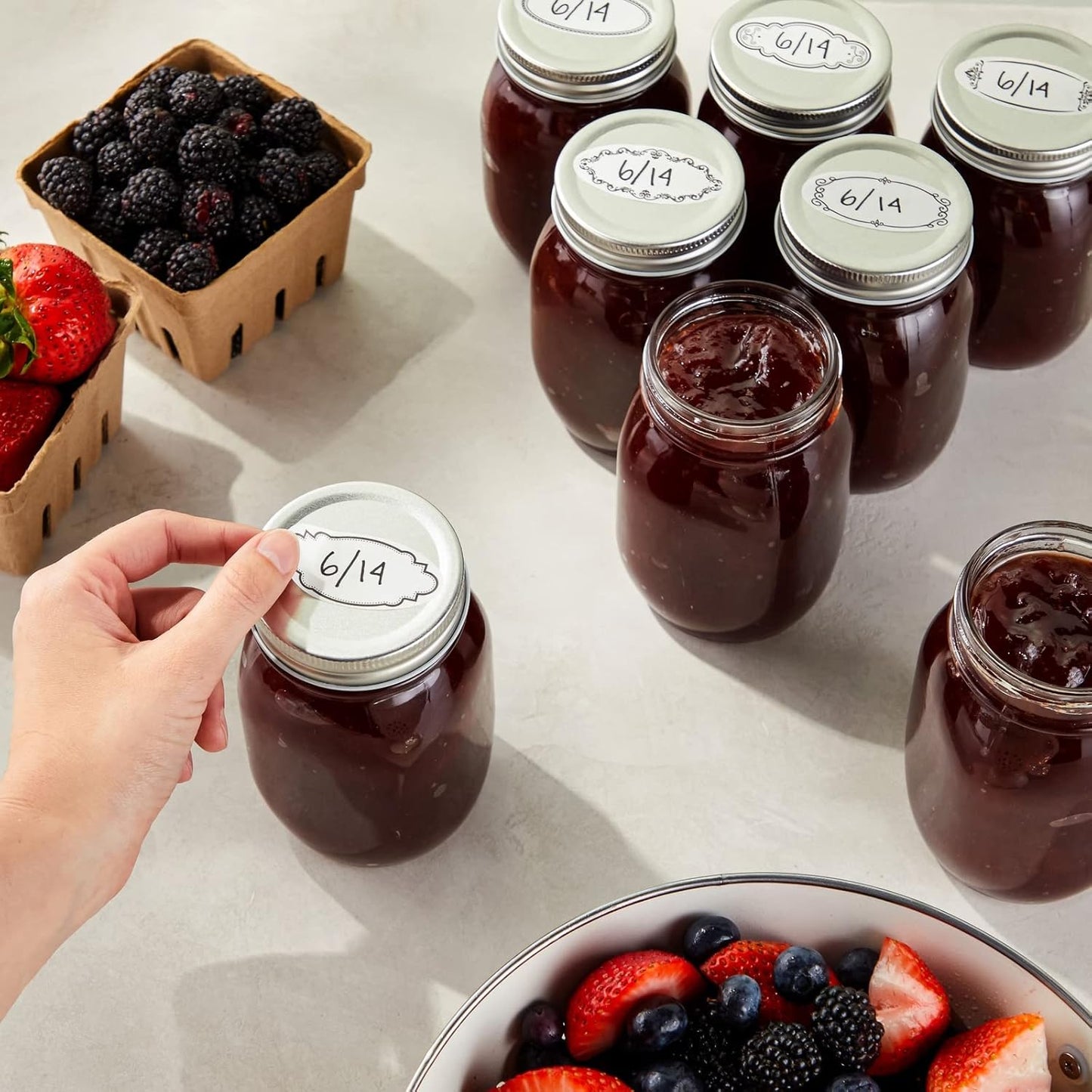 Juvale 300-Piece Dissolvable Labels for Food Storage Containers and Mason Jars - 8 Unique Sticker Designs for Kitchen, Pantry, and Canning Jars (1 x 2.25 Inches)