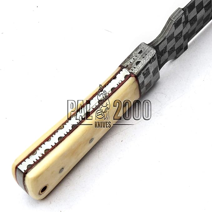 PAL 2000 KNIVES DAM-9719 Custom Handmade Forged Damascus Steel Fixed Blade Hunting Dagger Sharp Edge Knife With Sheath