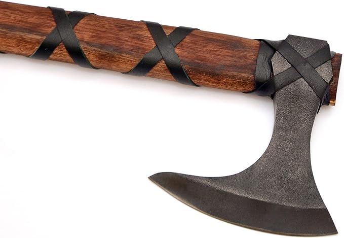 Handmade Viking Axe Real Carbon Steel Axe with Leather Sheath Camping Bearded Axes & Hatchets Hunting Axe Valentine's Day Gift, Camping & Hiking | Knives & Tools | Birthday Gift for him (VK-Ax-19)