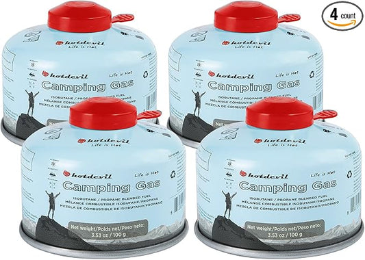 Isobutane Fuel Canister 100 Gram Camping Stove Fuel Butane Propane Blend Camping Fuel Gas Canister Backpacking Fuel Light-weight Compact Camping Fuel Mini Propane Tanks Camp Stove Fuel 3.53oz