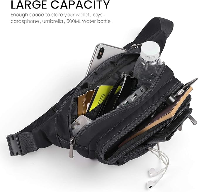 CXWMZY Fanny Packs For Women & Men Waist Pack Hip Bum Bag with Multi-Pockets Large Capacity Waterproof Casual Bum Bag for Disney Traveling Casual Cycling Running Hiking (Camo Black)