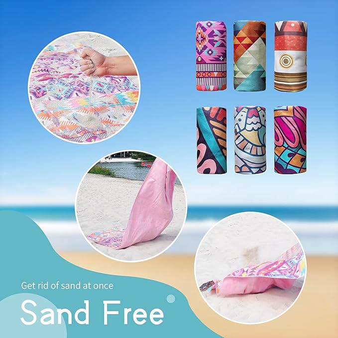 Hiturbo Microfiber Beach Towel,(71"x35") Oversized Sand Free Travel Towels Fast Drying Swimming Towel, Lightweight Compact Camping Towel Super Absorbent Pool Towel