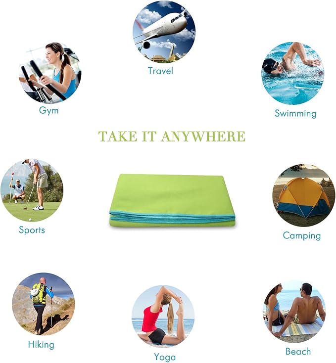 Your Choice Microfiber Travel Towel, Fast Drying Towel for Camping, Travel, Beach, Gym, Backpacking, Sports and Swimming. Sweat Absorbent, Lightweight and Ultra Compact