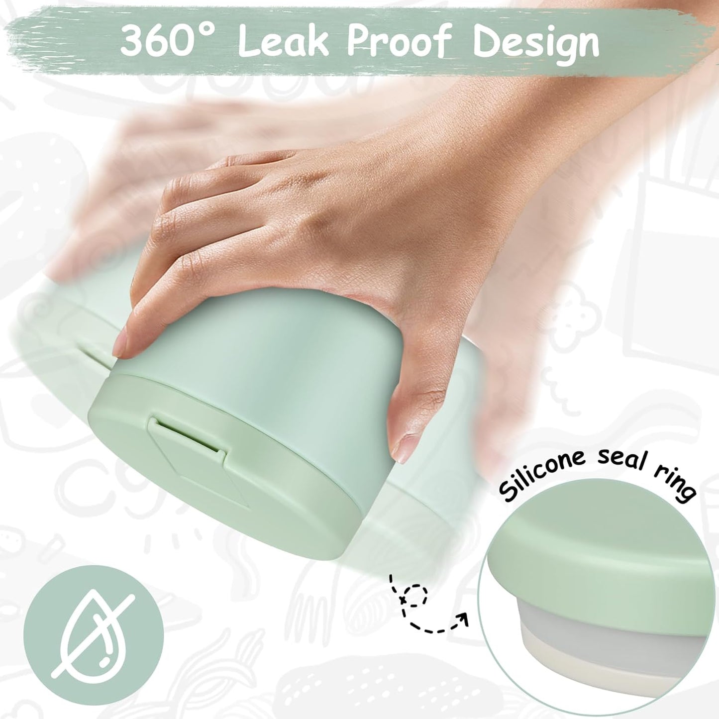 12oz Insulated Vacuum Food Jar with Buckle Lid Wide Mouth Soup Thermo for Hot Food Kids Leakproof Stainless Steel Lunch Container (Mint, 12OZ)