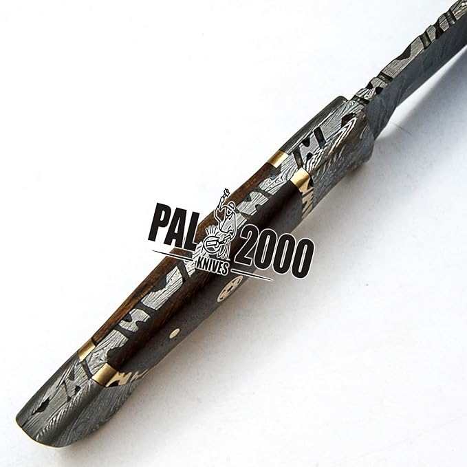 PAL 2000 KNIVES BOW-9568 Custom Handmade Damascus Steel Fixed Blade Hunting Knife With Sheath