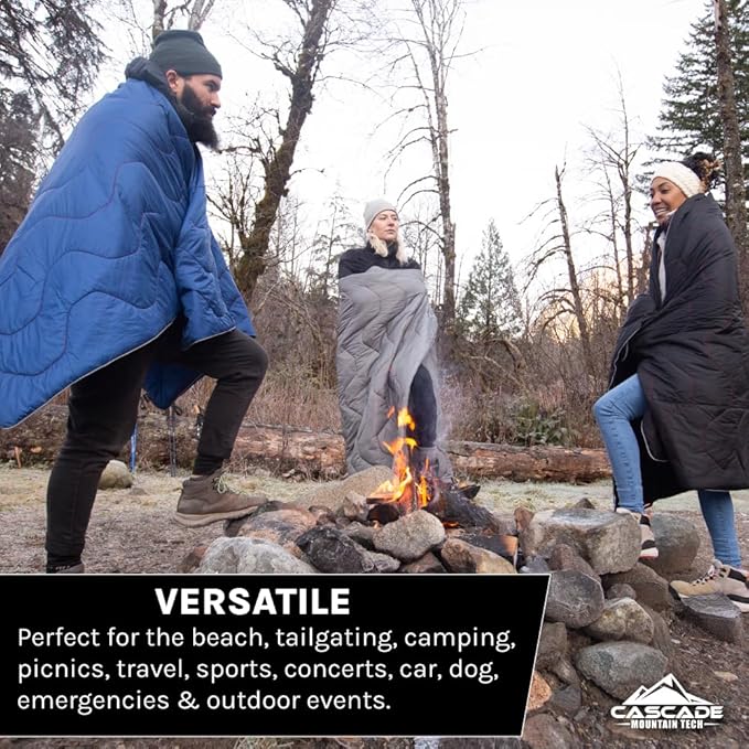 Cascade Mountain Tech Camping Blanket - Lightweight Outdoor Blanket for Camping, Picnics, Concerts, and Travel - 72" x 48"