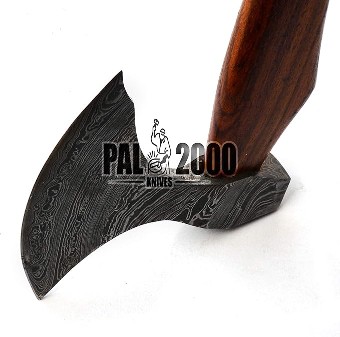 HUN-9808 Custom Handmade Viking Hatchet Damascus Steel Bearded Camping Tomahawk Battle Camping Axe with Sheath