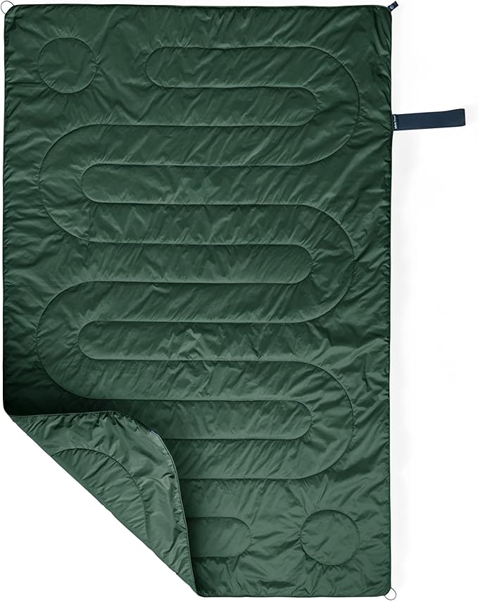 Huzi Infinity Travel - Packable Blanket - Puffy - for Travel Outdoor Picnic Trip Camping Beach - 57 x 38 (Pine Green)
