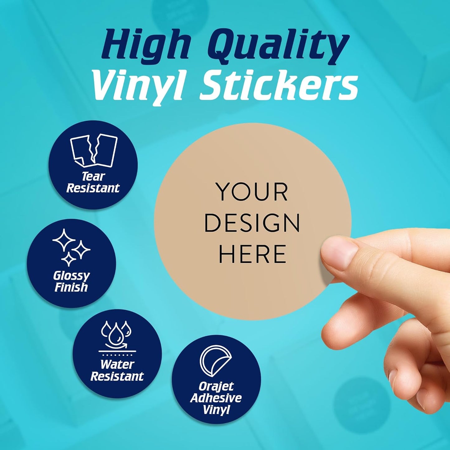 100 Custom Vinyl Stickers - Upload Your own Image, Text, Design, Logo - Personalized Logo Labels for Handmade, Packaging, Bottle, Jars, Candle, Brand Stickers (Brown, 3x3)