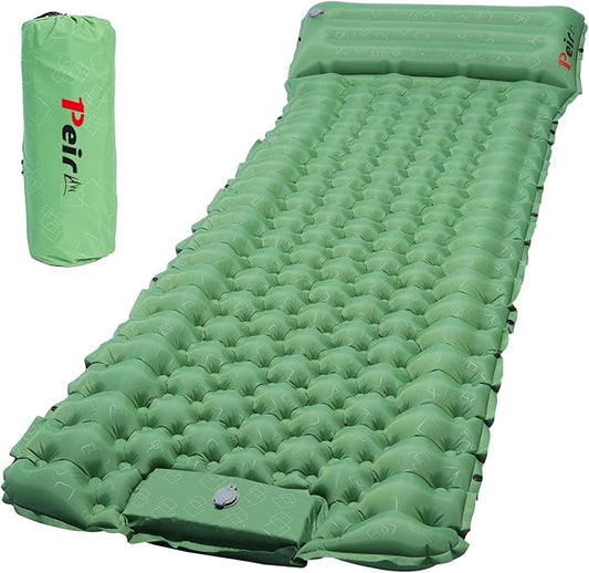 Camping Sleeping Pad, Ultralight Camping Mat with Pillow Built-in Foot Pump Inflatable Sleeping pad for Backpacking，Hiking，Traveling Tent