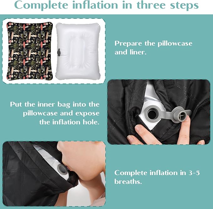 Inflatable Camping Pillow, Patterned Travel Backpacking Pillow, Lightweight & Portable Hiking Beach Pillow, Travel Camping Essential Accessories for Adult & Kids