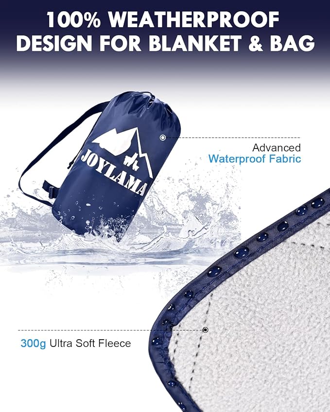 Outdoor Camping Blanket, Fleece Waterproof Stadium Blanket with Protable Bag, Lightweight Camping Blanket for 2 People, Cold Weather, Sports, Pet, Beach, Picnic, Stadium, Travel, Car, 79*54inch