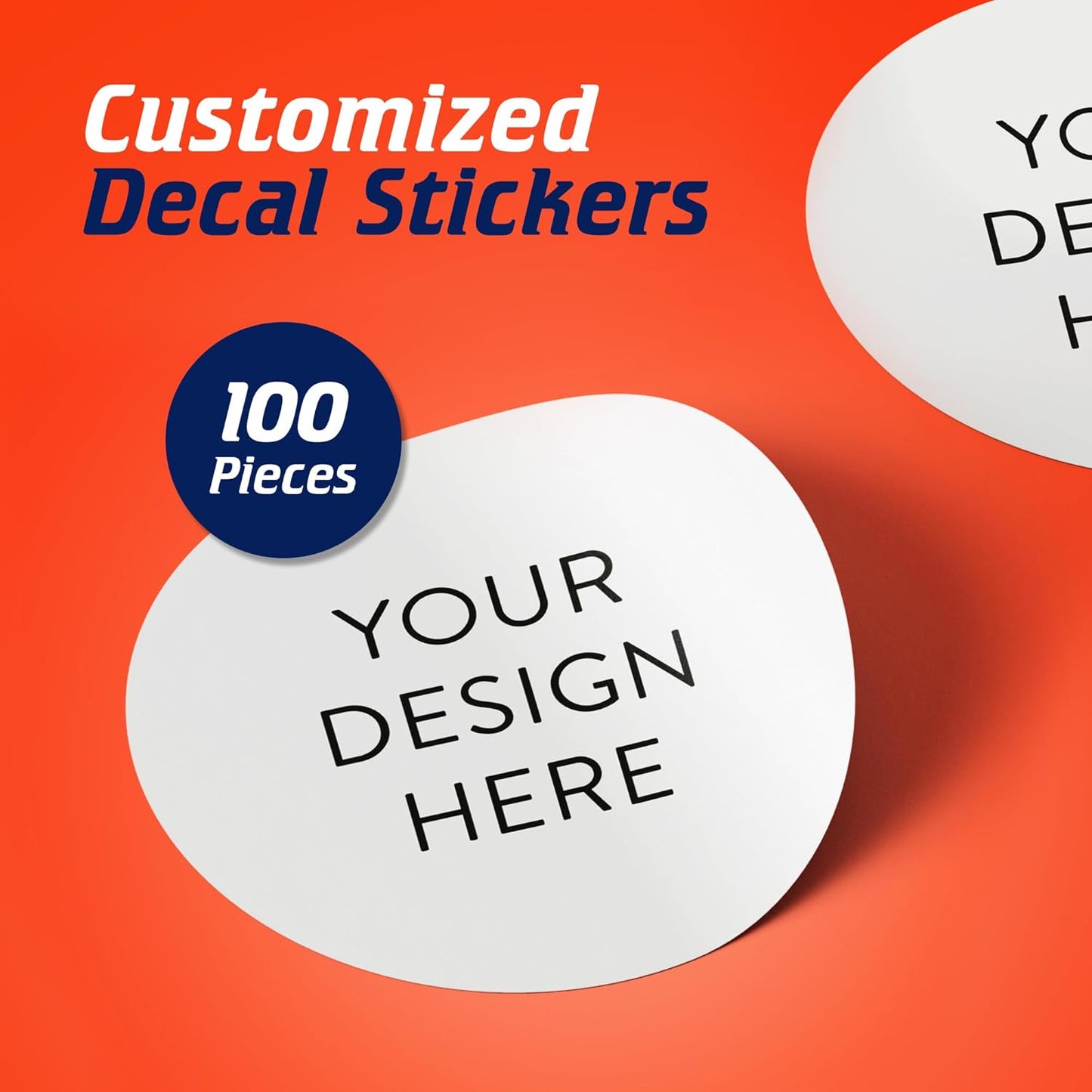 100 Custom Vinyl Stickers - Upload Your own Image, Text, Design, Logo - Personalized Logo Labels for Handmade, Packaging, Bottle, Jars, Candle, Brand Stickers (White, 6x6)