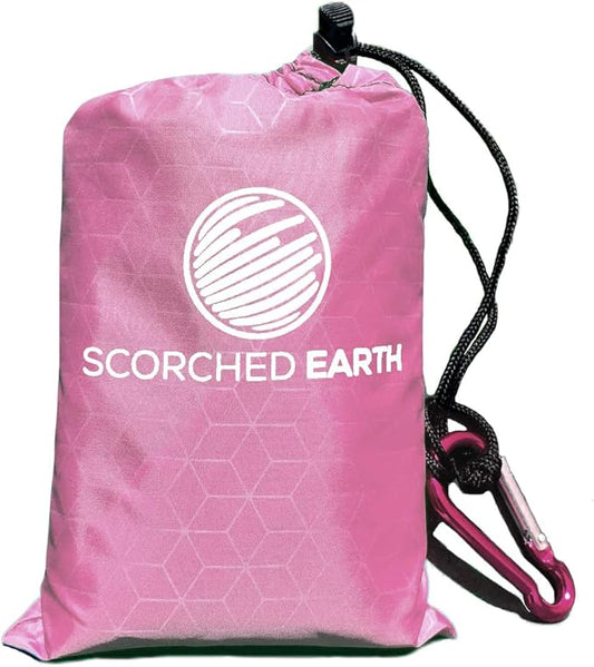 Pocket Blanket for Beach, Travel, Outdoor, Camping, Hiking, Picnic, Festival, Sports - Water Resistant, Compact, Durable Tarp - Corner Pockets, Bag, Built in Stakes (Rose Pink, 60x55)