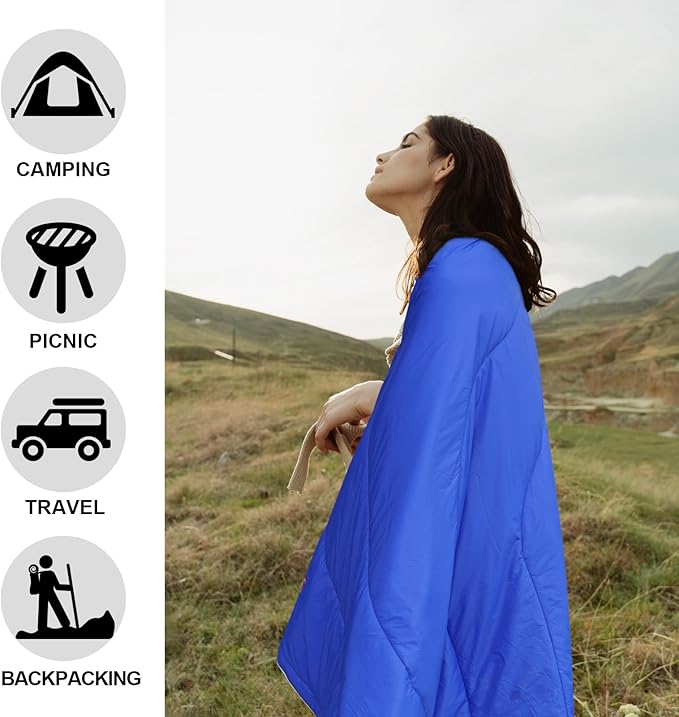 Camping Blanket Travel Blanket for Camping, Hiking, Beach outings - Waterproof -52" x 75"(Deep Blue)