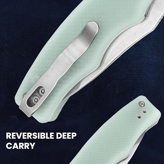 Kizer Yacht EDC Pocket Knife, 3 Inches Folding Knife with 9Cr18MoV Steel Blade, Jade Tactical Hunting Knife, Portable Survival Knife with G10 Handle with Clip, L3004A1