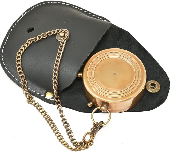 Engraved Personalized Inscription Antique Brass Compass Engraved with Leather Case Son Mom Children Gift Baptism Birthday Easter Decor