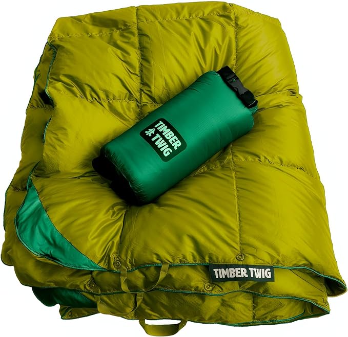 Outdoor, Travel, and Camping Puffy Down Blanket - Its Packable, Lightweight, and Warm - Spring Green