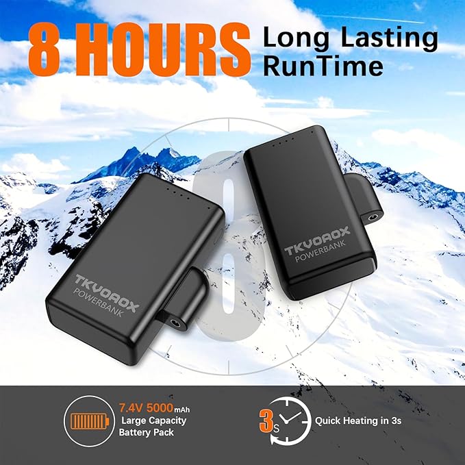 Heated Gloves for Men Rechargeable, 7.4V Heated Gloves Women, 5000mAh Battery Waterproof Touchscreen Electric Heated Gloves for Motorcycle Skiing Hunting Camping