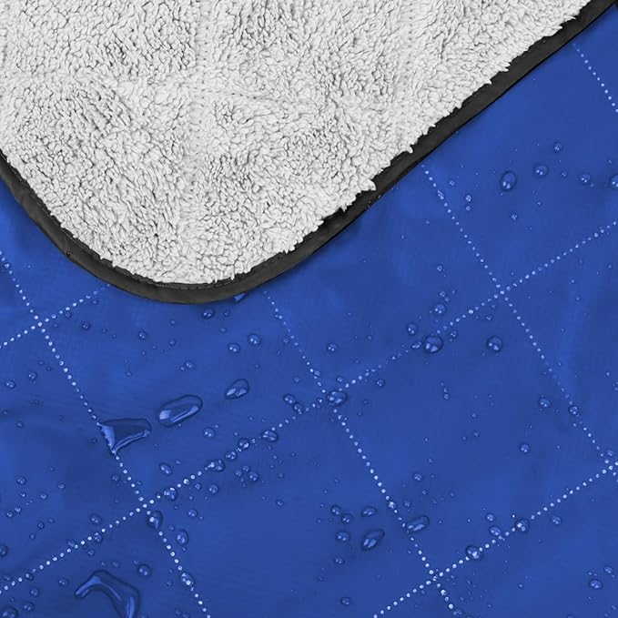 DUKUSEEK Sherpa Waterproof Outdoor Blanket, Large Sherpa Hooded Stadium Blankets for Cold Weather, Portable Wearable Camping Blankets for Concerts, Grass, Car, Boat, Pets, Sporting Events，79x59