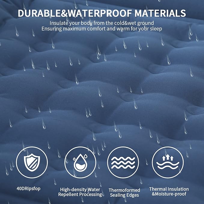 Sleeping Pad for Camping, Extra Thick 5 Inch Camping Mat Sleeping Mat Camping Sleeping Pads with Built-in Foot Pump for Camping,Hiking,Tent,Traveling