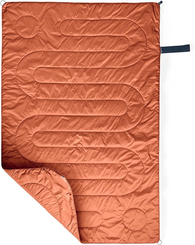 Huzi Infinity Travel - Packable Blanket - Puffy - for Travel Outdoor Picnic Trip Camping Beach - 57 x 38 (Terracotta)